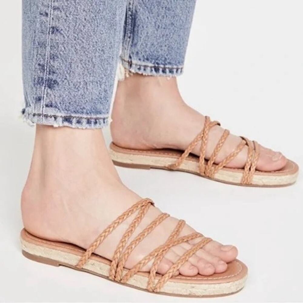 Madewell The Kathryn Espadrille Slide Sandal in Leather